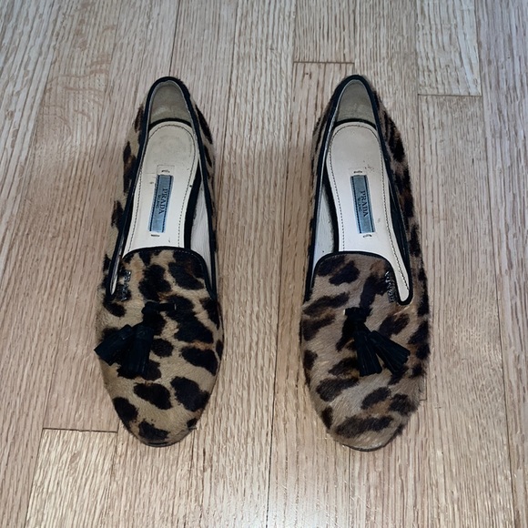 Prada Calf Hair Leopard Print Smoking Shoe - Picture 8 of 9